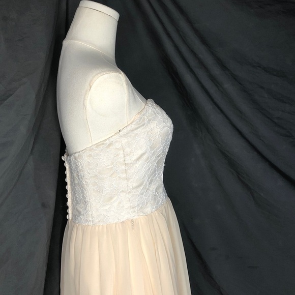 Mori Lee Cream Strapless Lace Gown - Picture 7 of 10
